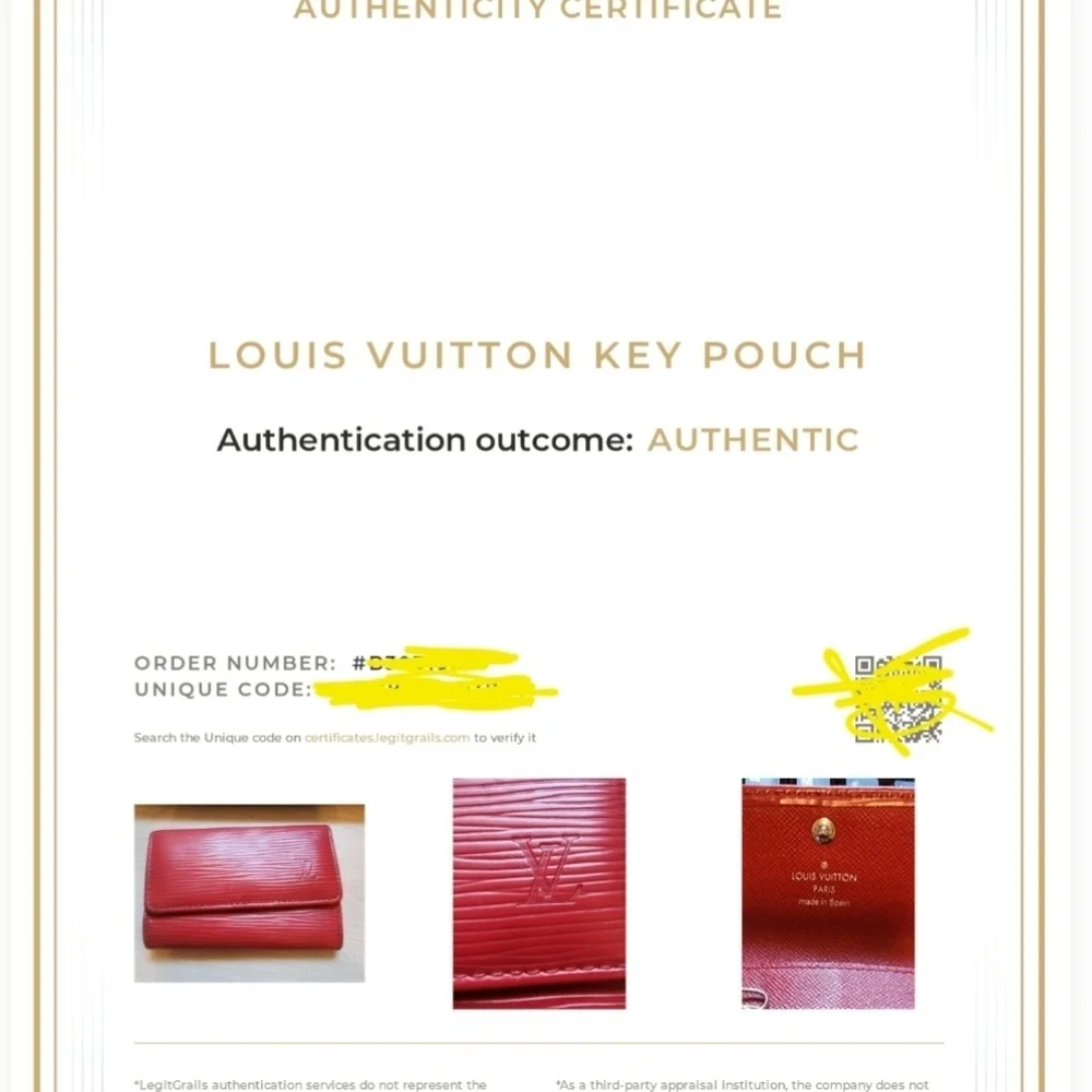 Preowned‎ Louis Vuitton Red Key Holder With COA